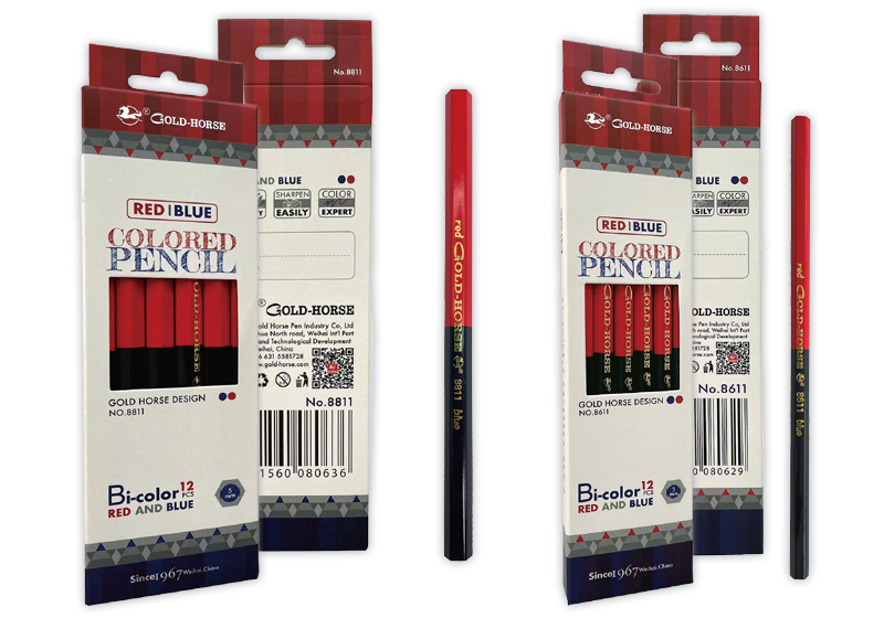 粗杆红蓝双色彩铅